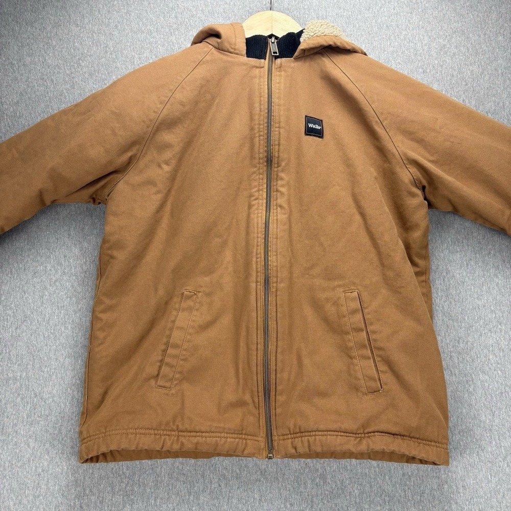 Walls‎ Tough Wear Jacket Boys XL Brown Insulated Sherpa Flex Duck Solid Hooded